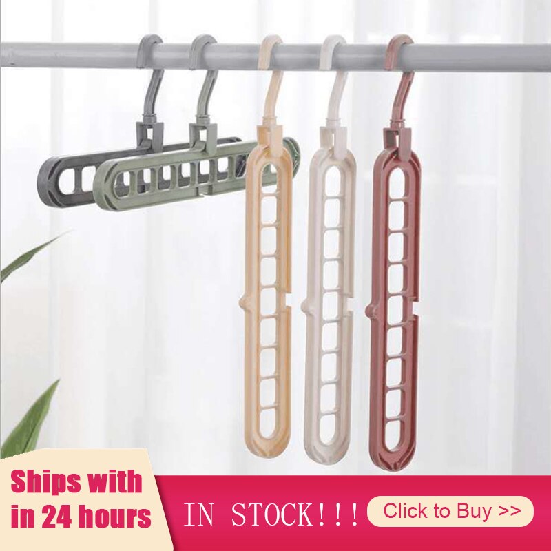 Rotating Hanger Nine-hole Multi-function Folding Anti-skid Hanger Clothes Wardrobe Home Bedroom Storage Holder Closet Organizer