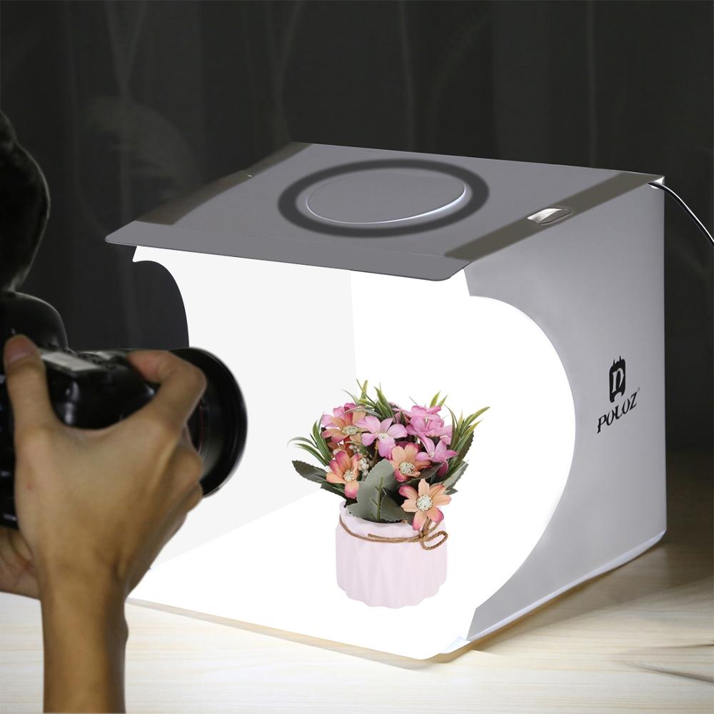 Mini ring lightbox foldbar bærbar fotostudio boks fotografering softbox lysboks studio skydning teltboks kit med 6 baggrunde