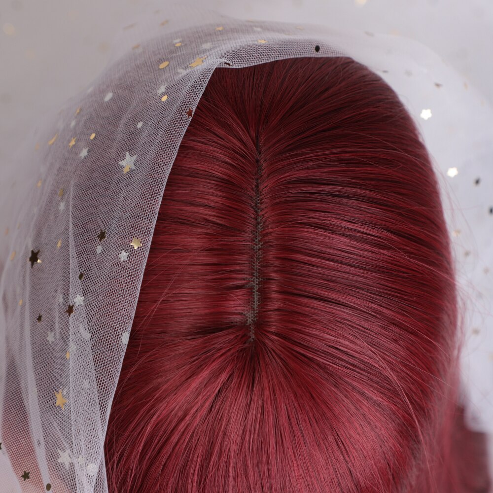 Gestempelt herrlich 30 zoll Gerade Lange Perücke rot Perücke Mit Pony Wärme Beständig Faser Synthetische Perücken für Schwarze Frauen