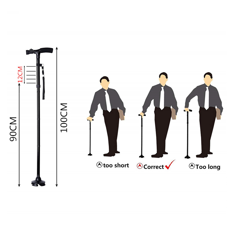 JayCreer canne de marche pliante avec lumière LED, canne de marche réglable avec sac de transport pour de pères mères