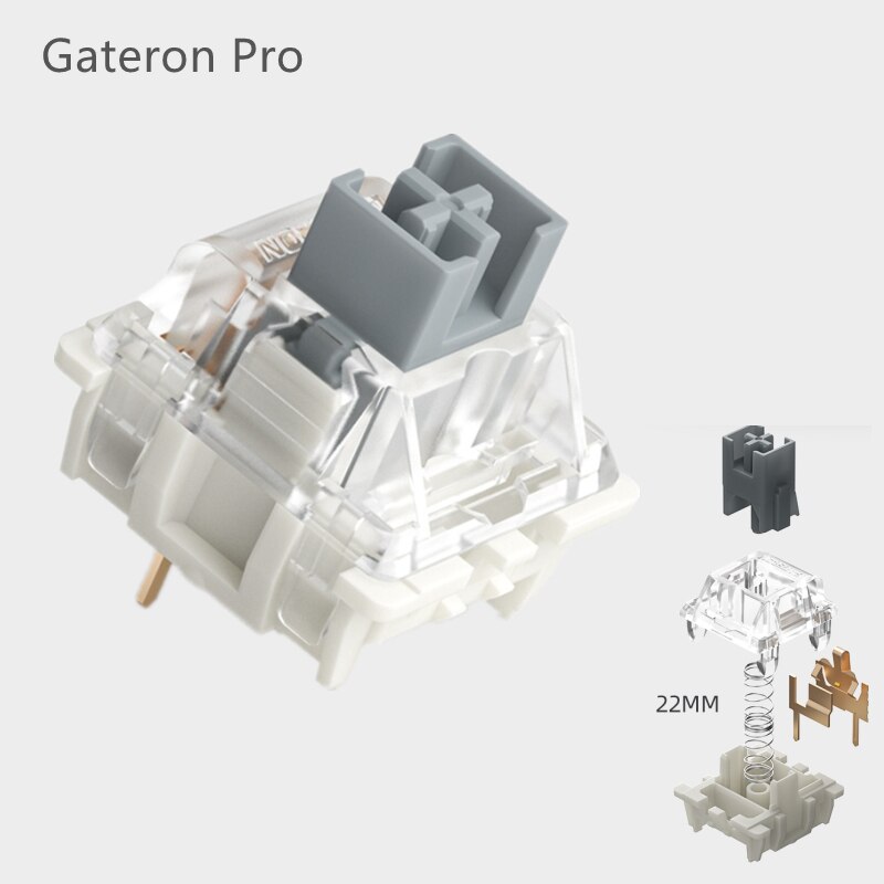 Original Gateron Silver Pro Switch Mechanical Keyboard Linear Feel 45g 3 Pins Factory Pre-lubricate Dual Spring PC Game: Two-Stage Spring / 30 PCS  Silver Pro
