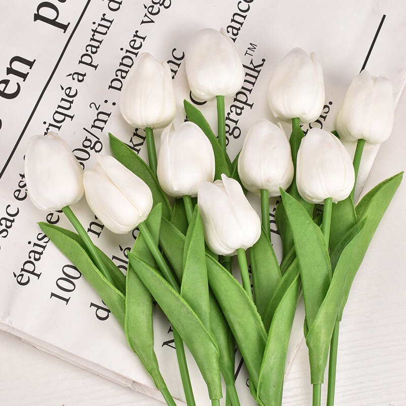 1PC 30cm Real Touch PU Tulips Artificial Flowers for Home Garden Bedroom Decoration flores artificiales para decoracion hogar: white