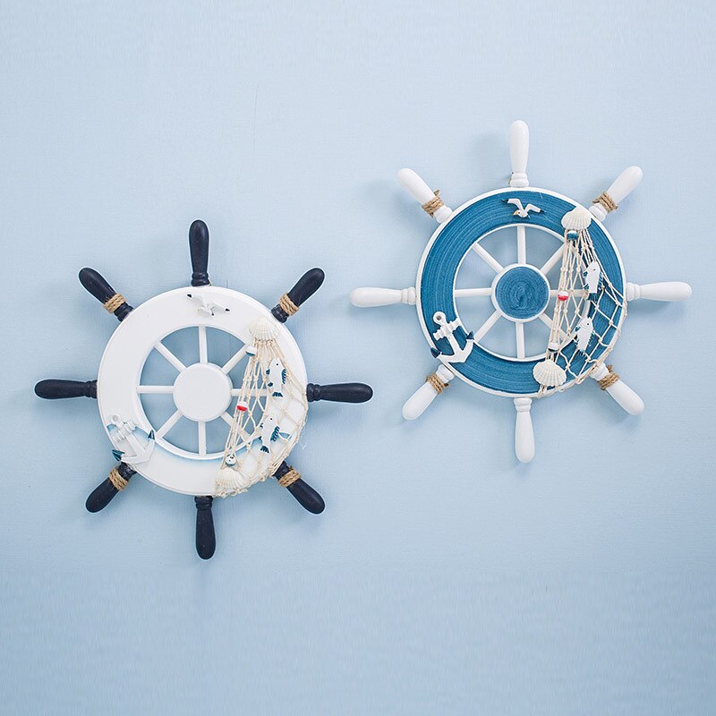 Decoración náutica de madera para el hogar, adorno colgante de timón de barco, decoración de puerta de pared, tema de playa