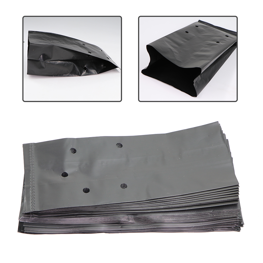 Bolsa gruesa para plantar plántulas de PE, maceta de cultivo de plantas de vivero transpirable negra para contenedor de trasplante de árboles de huerto de jardín