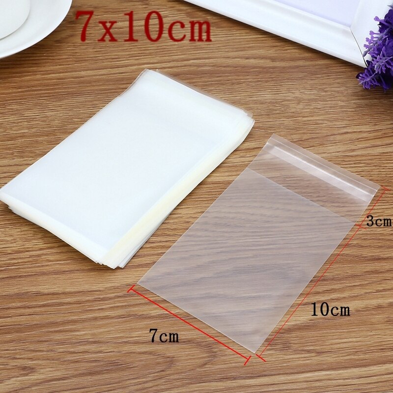 100PCS/Lot Frosted Transparent Plastic Envelopes Multi-size Cookie Dessert Bags Self-adhesive Envelope Bag Office School Supply: 7x10cm