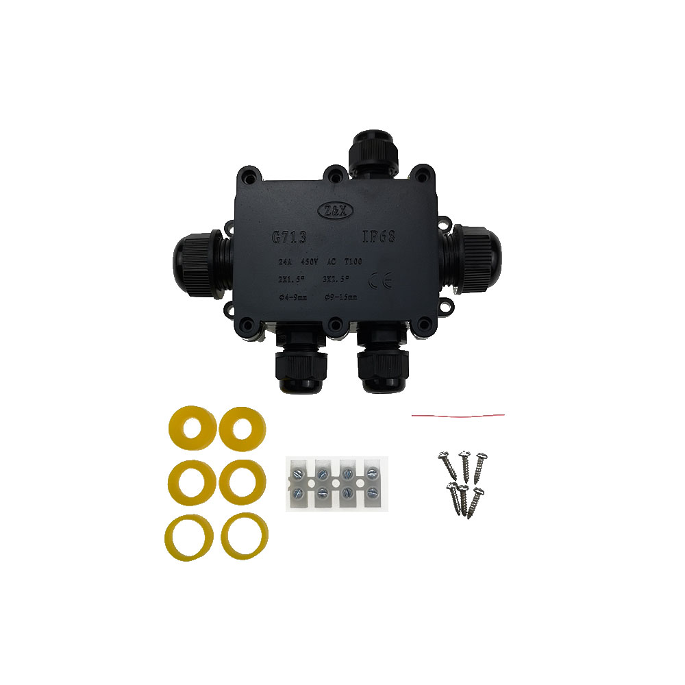 Junction Box IP68 Waterproof UV Sunproof Outdoor Multiple ways Plastic Electrical Junction Box Case Cable Wire Connector Protect: 5P