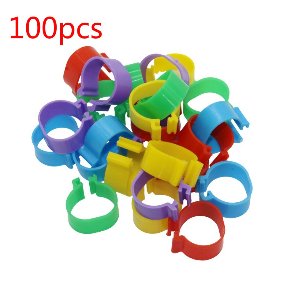 100 Stuks Plastic Clip Ring Duif Gekleurde Voet Ring Gemengde Duif Been Riem Clip Duif Duif Eendjes Bantam Pluimvee