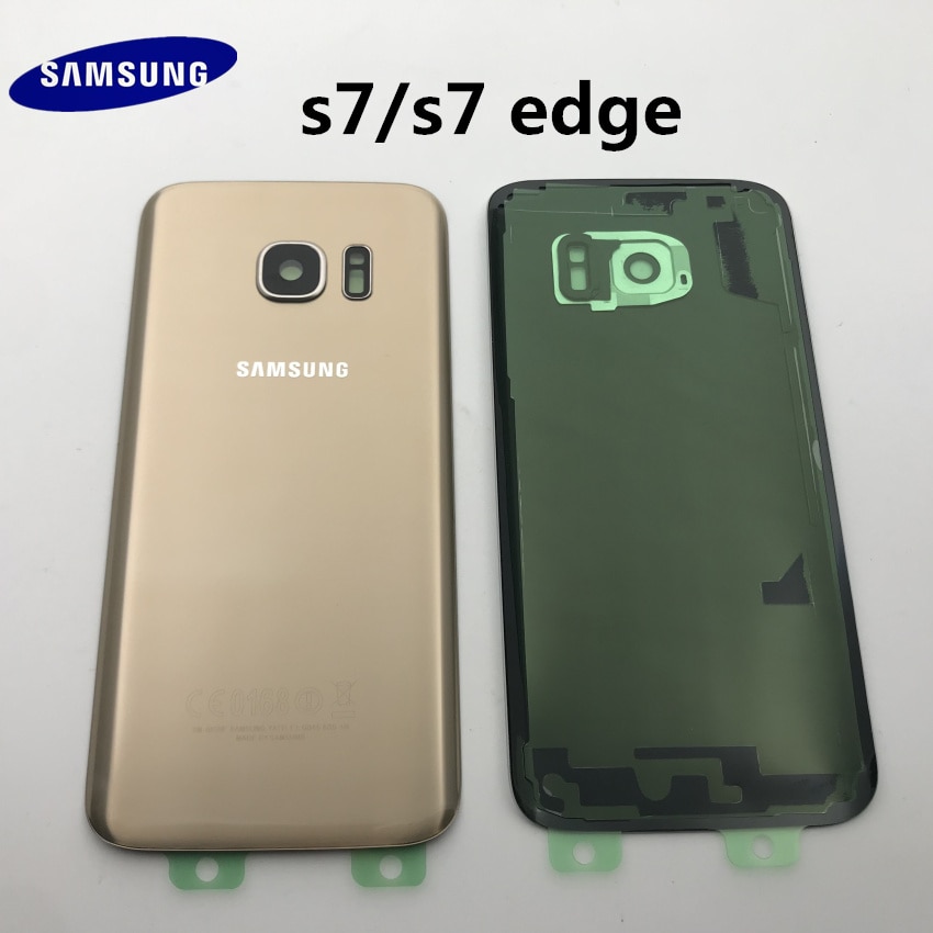 Samsung Galaxy S7 G930 S7 edge G935 cubierta trasera de la batería carcasa de la puerta + oído de la Cámara de cristal lente MARCO DE REPUESTO piezas de reparación