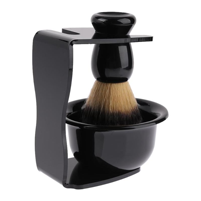 3 In 1 Shaving Soap Bowl +Shaving Brush+ Shaving Stand Bristle Hair Shaving Brush Men Beard Cleaning Tool Top