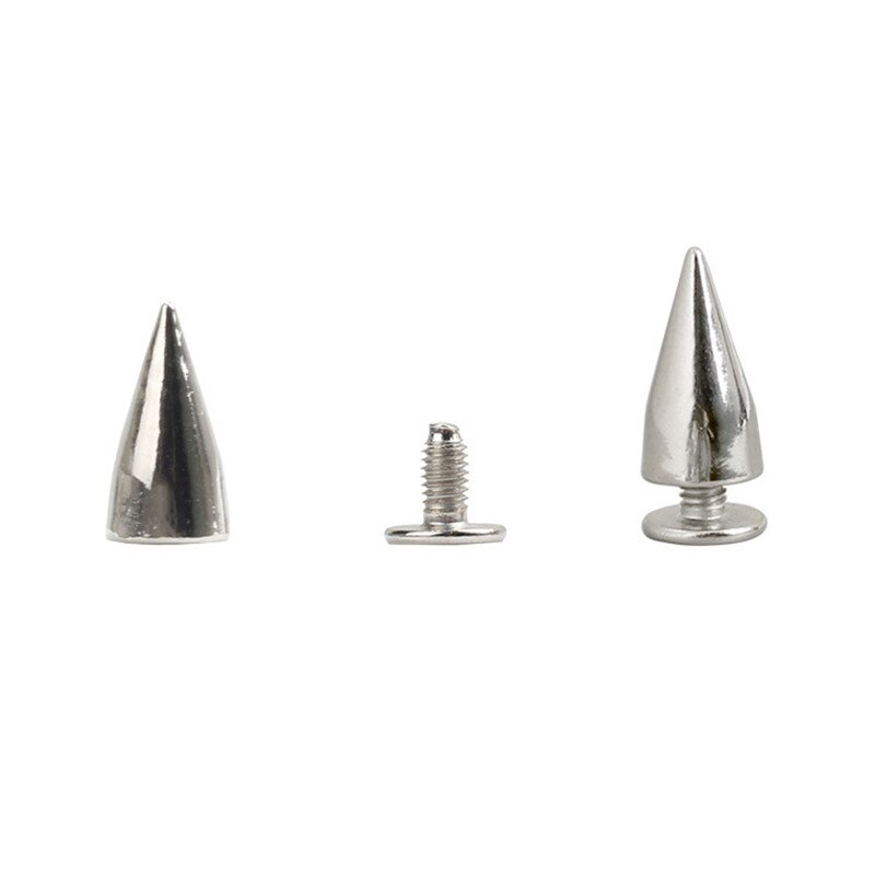 20 pçs roupas de prata metal cônico picos pinos com chave de fenda rebite couro artesanato diy saco sapatos decoração punk rock manchas