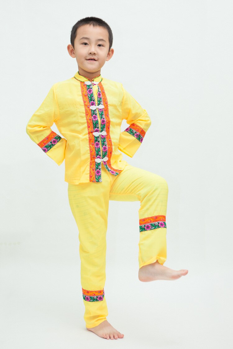 Miao ropa para niños Miao ropa Hmong chino disfraz de Baile Folclórico Hmong chino tradicional traje de la danza: yellow / L