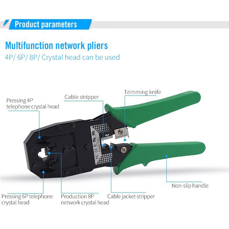 8 In 1 RJ45 Netwerk Kabel Tester Crimper Krimptang Set Netwerk Kabel Tang Combinatie Netwerk Gereedschap Reparatie Tool Set