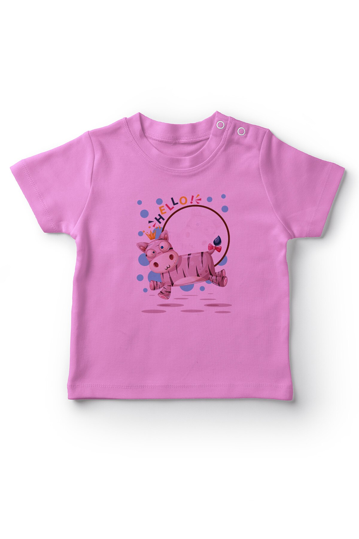Angemiel baby rennend nijlpaard meisje baby t-shirt roze
