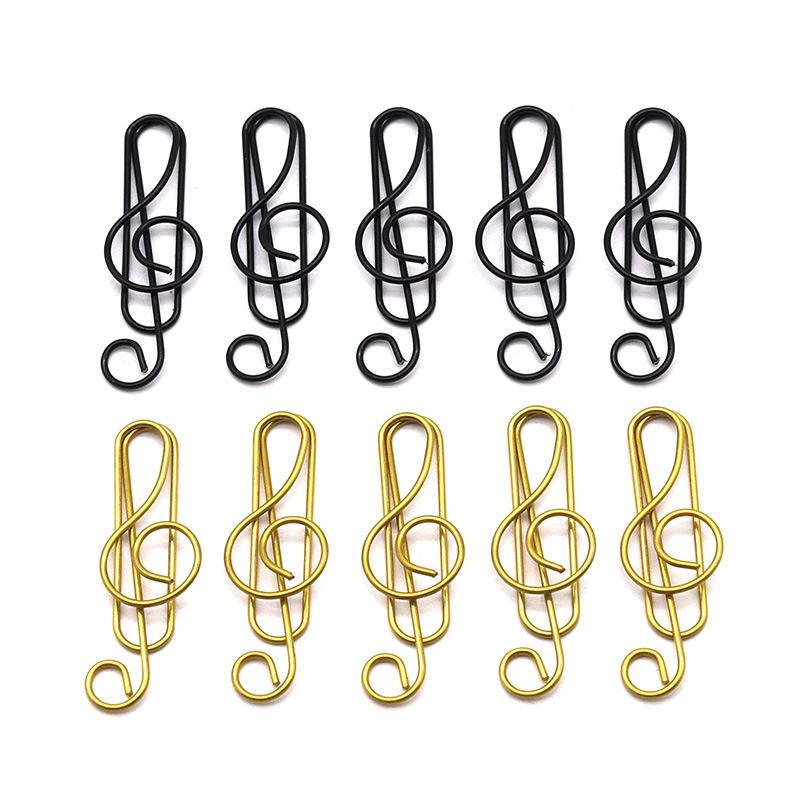 Muzikale High-note paperclip Metaal Creatieve speciaal gevormde boekclip I Love Music Note Clip Paperpins Goud en zwart briefpapier