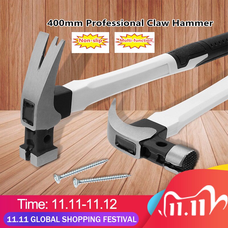 400mm Claw Hammer Carbon Steel Woodworking Joinery Home Carpentry Hand Hammer Non-slip Multi-function Hammer