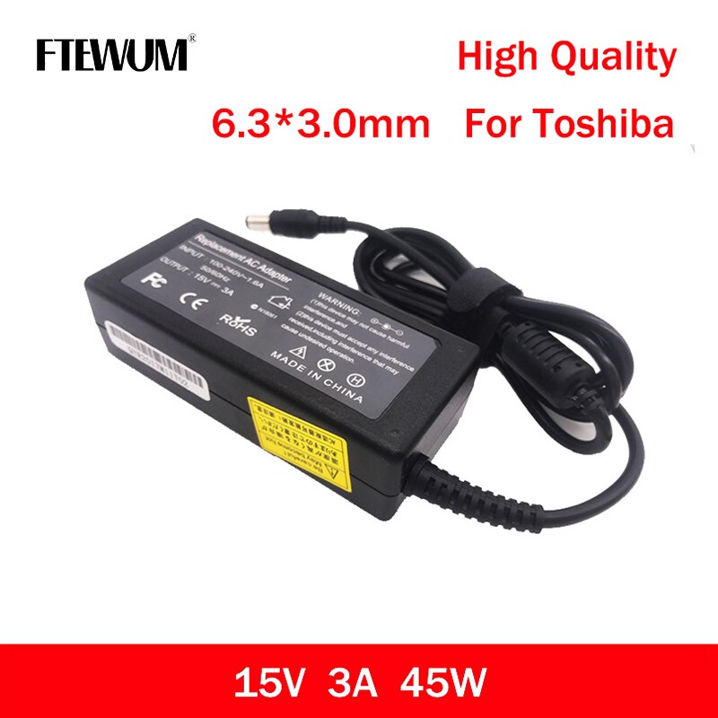 FTEWUM 15V 3A 45W 6.3*3.0mm AC DC Laptop Charger For Toshiba PA2450U PA3049U-1ACA PA3241U-2ACA Power Supply Portable Adapter