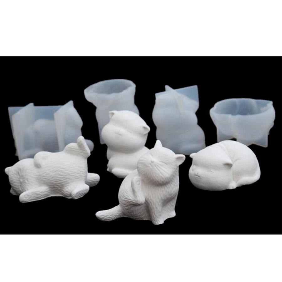 3D Cats Silicone Molds DIY Epoxy Resin Animal Decorations Resin Craft Jewelry Accessoreis Cute Cat Desktop Layout Mold