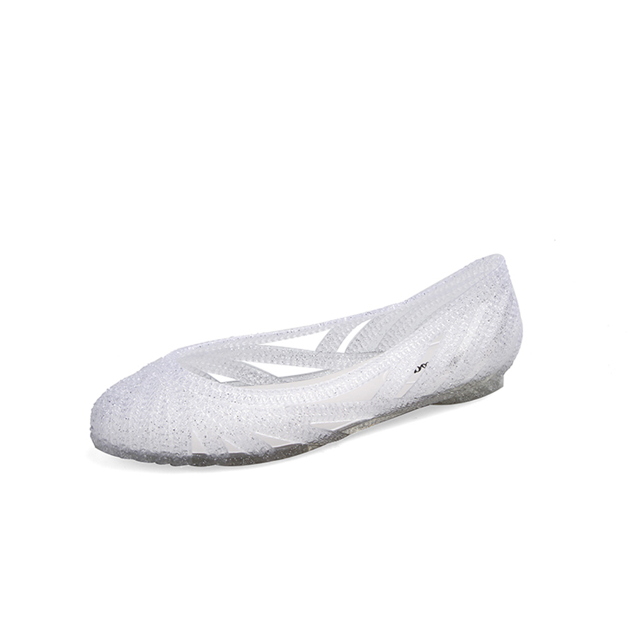 Sandalias de playa, zapatos planos de gelatina, botas de lluvia de suela blanda sin cordones, sandalias de verano, pies de boca poco profundos, zuecos romanos: Plata / 36