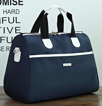 Oksford wodoodporna torba podróżna o dużej pojemności kobiety 2018 moda bagaż worek marynarski zwykły damska torba podróżna na ramię T558: niebieski