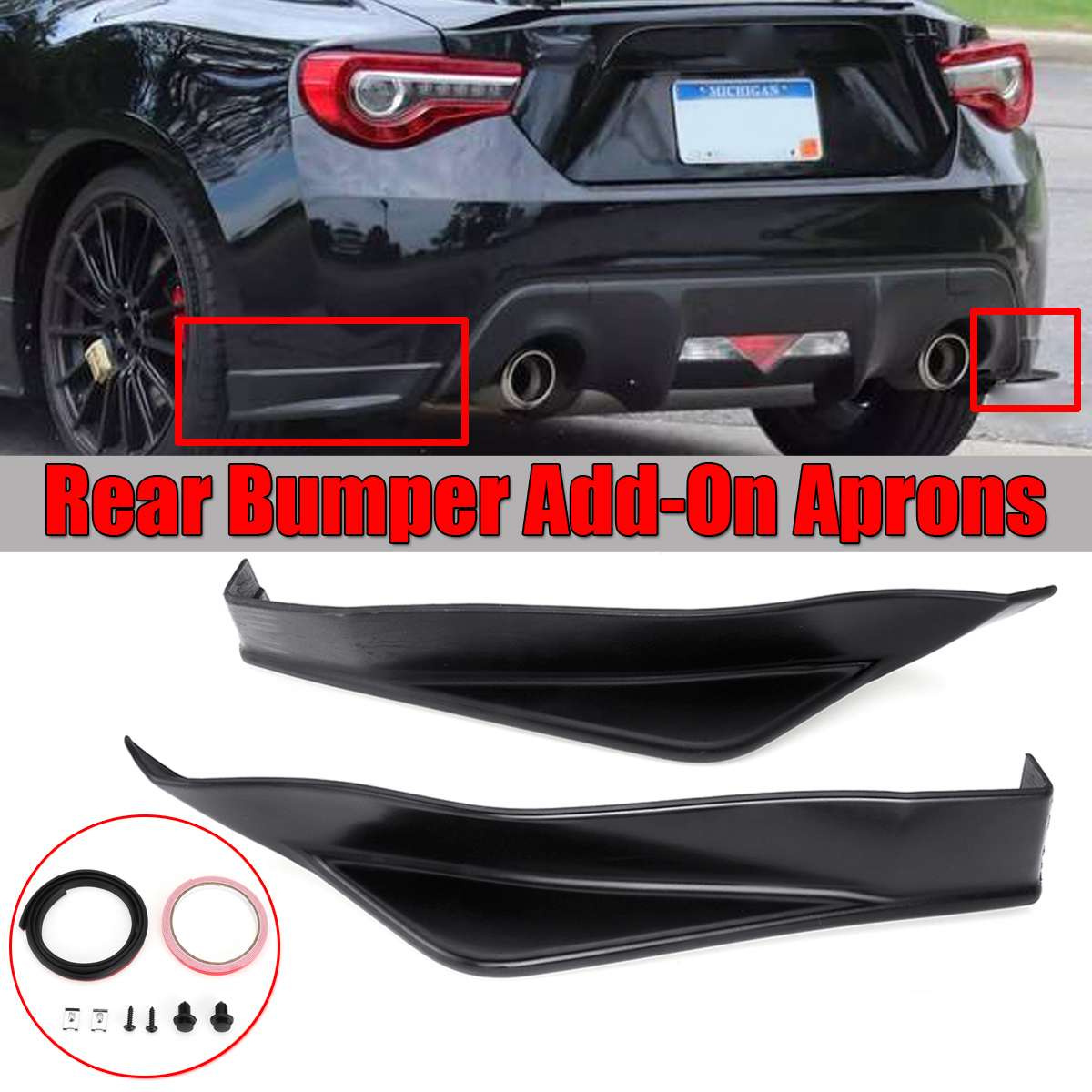 2PCS Car Rear Bumper Splitter Lip Diffuser Spoiler Cover Trim Add-On For Aero Side Aprons For Subaru BRZ Sti TS Style 013