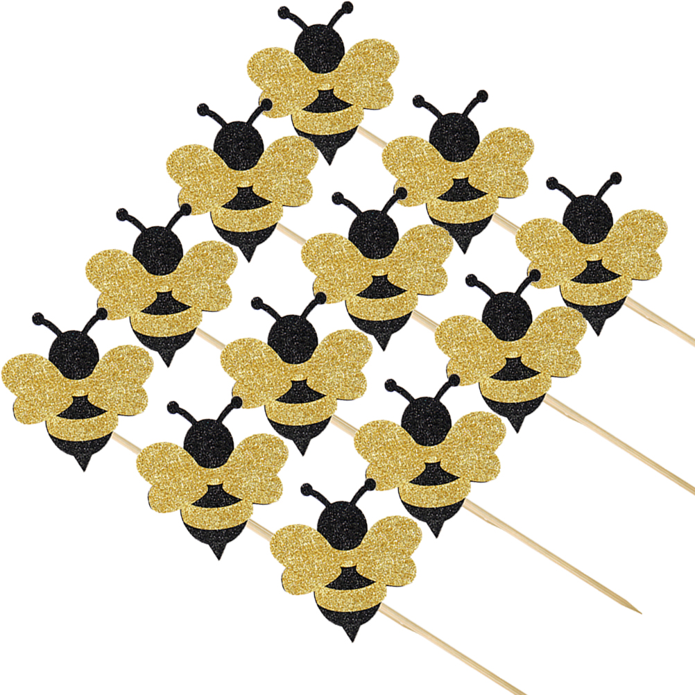 Décoration de gâteau abeille en bois Flash, décoration de fête, Cupcake de mariage, papier pour enfant, décoration d'anniversaire pour fille heureuse: BLANC