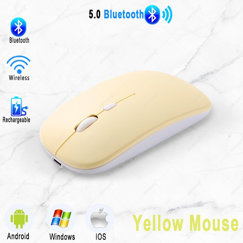 2.4G Wireless Mouse for Huawei T10 10s Matepad 10.4 Pro 10.8 Mediapad T5 M5 lite10 M6 10.8 Tablet Rechargeable Mouse: Yellow