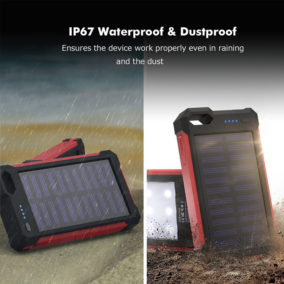 Batterie solaire, chargeur Portable, double USB, batterie externe