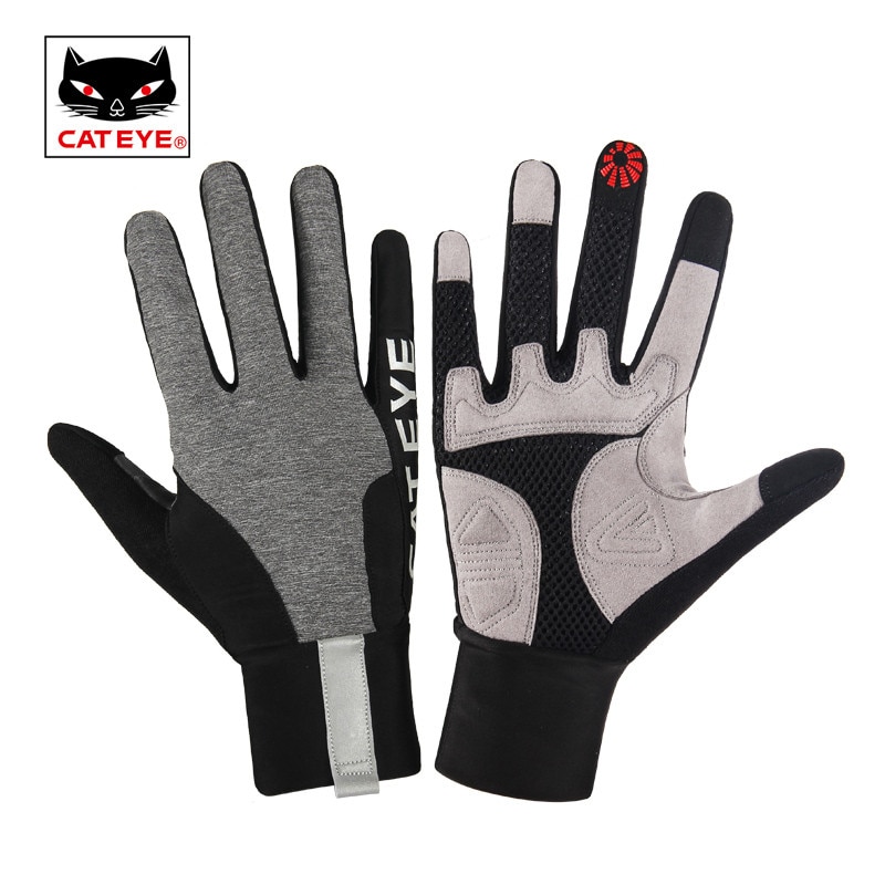 CATEYE Classic Reflective Long Finger Cycling Gloves Bicycle MTB Touch Screen Sport Gloves Breathable Anti Slip Bike Gloves