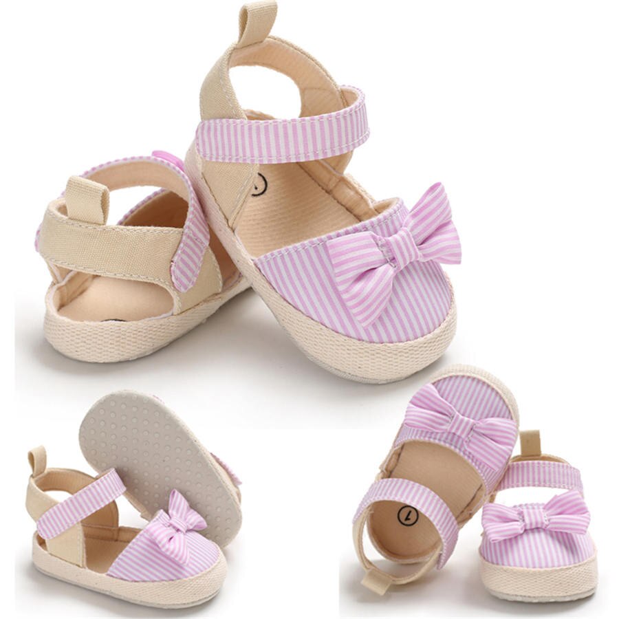 Kleinkind Baby Mädchen Prinzessin Weiche Sohle Bogen leinwand Sandalen Kleinkind Sommer Schuhe Bogen-Knoten Sandale Neue 0 -18M