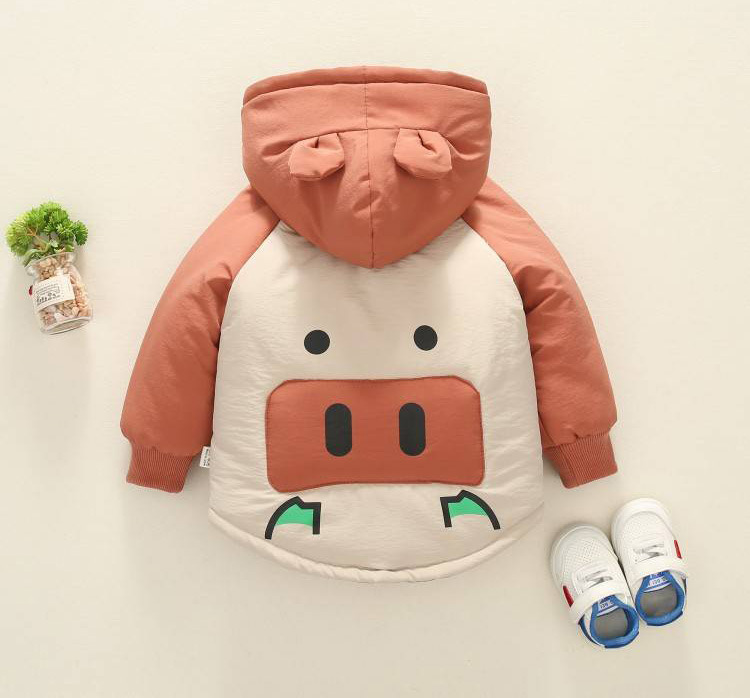 Kinderkleding baby herfst en winter dragen leuke plus fluwelen jasje jongen shirt baby capuchon katoenen jas