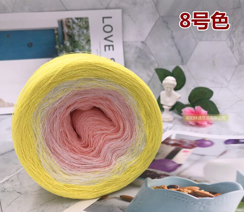 300g Cake ball shape crochet yarn cotton flax space dye knitting yarn Woolen Linen Blended Yarn Hand Knitting Melange Yarn ZL49: color 8