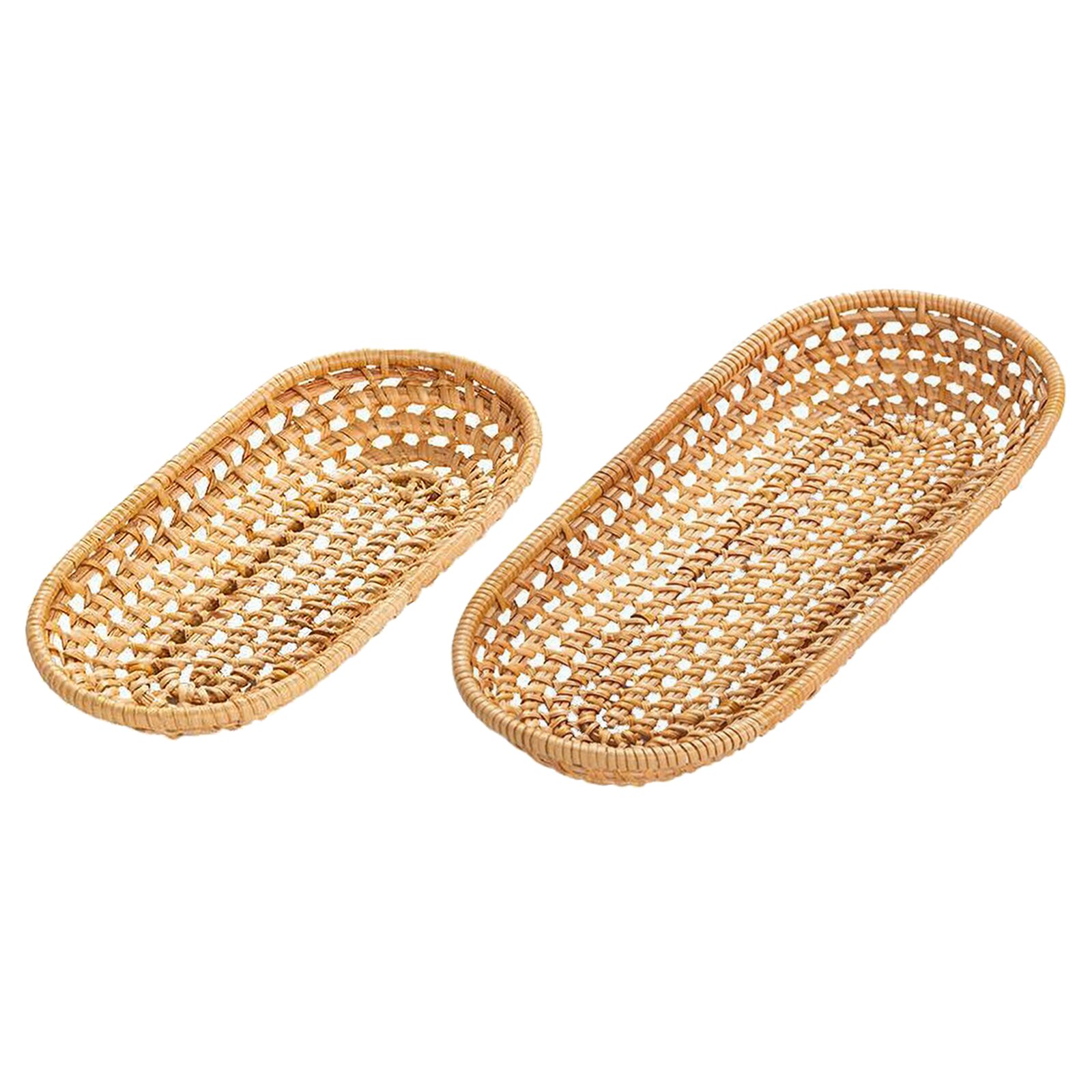 Rattan Bread Basket Woven Storage Basket Kitchen Bread Box Storage Boxes Rectangle Fruit Plate Trays Organizer