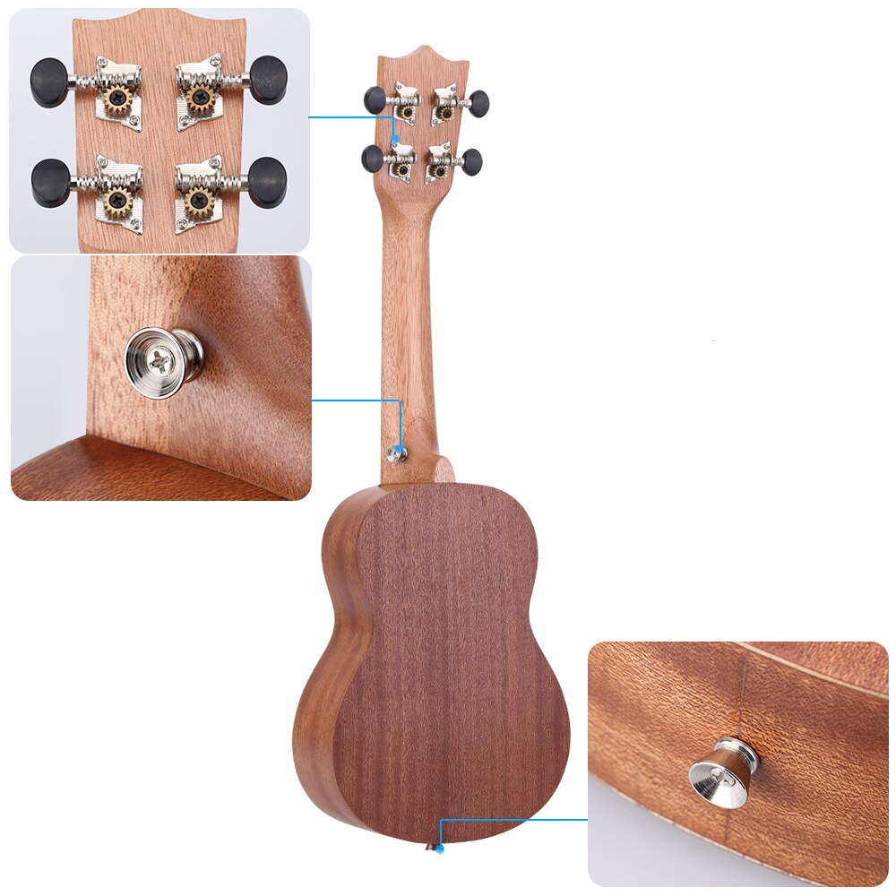 21 Inch Ukelele Acoustic Soprano Ukulele Uke Sapele Wood Open Style Tuning Peg for Beginners Boys Girls Stringed instrument Part