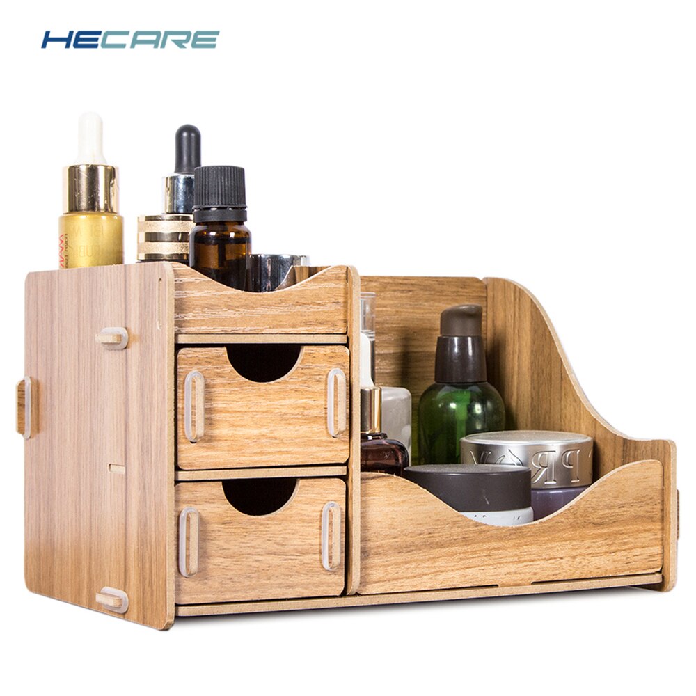 HECARE, organizador de madera para maquillaje, caja de almacenamiento o la oficina para el hogar, caja de cosméticos, caja de madera coreana para maquillaje, organizador de almacenamiento de joyas