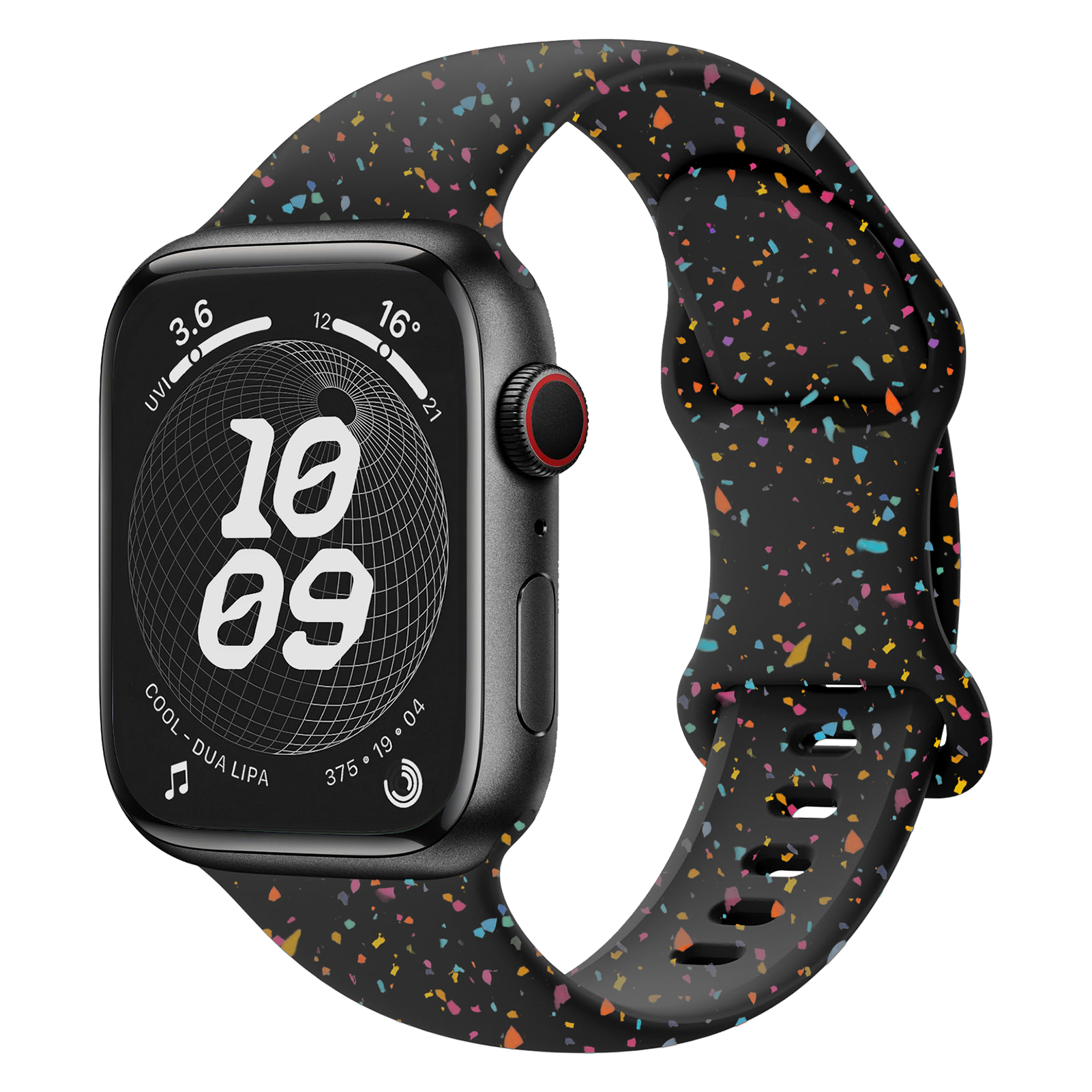 Boucle sport en silicone pour Apple Watch Band, 40mm, 45mm, 44mm, 41mm, 38mm, 49mm, Bracelet souple, iWatch Series 9, 8, 7, 6, 5, 3, SE Ultra 2 Strap: Noir Vert / 20 mm