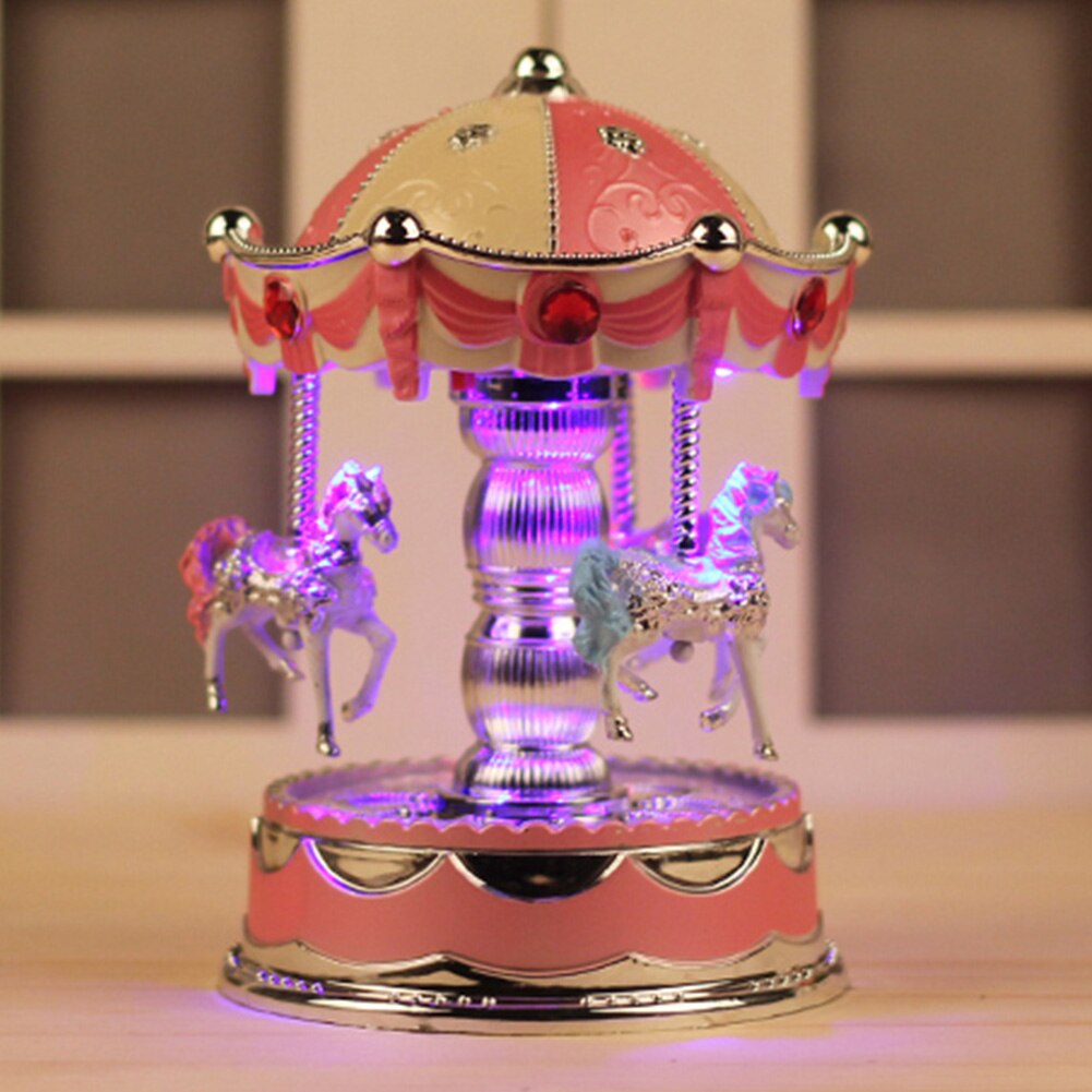 Wedding Game Sleeping Party Birthday LED Carousel Toy Music Box Romantic Battery Powered Home Decor Desktop Baby Room