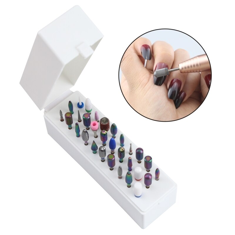 30 Gaten Nail Boor Houder Opslag Nail Bit Case Acryl Nagels Box Container Voor Frees Manicure Organizer Stand tool