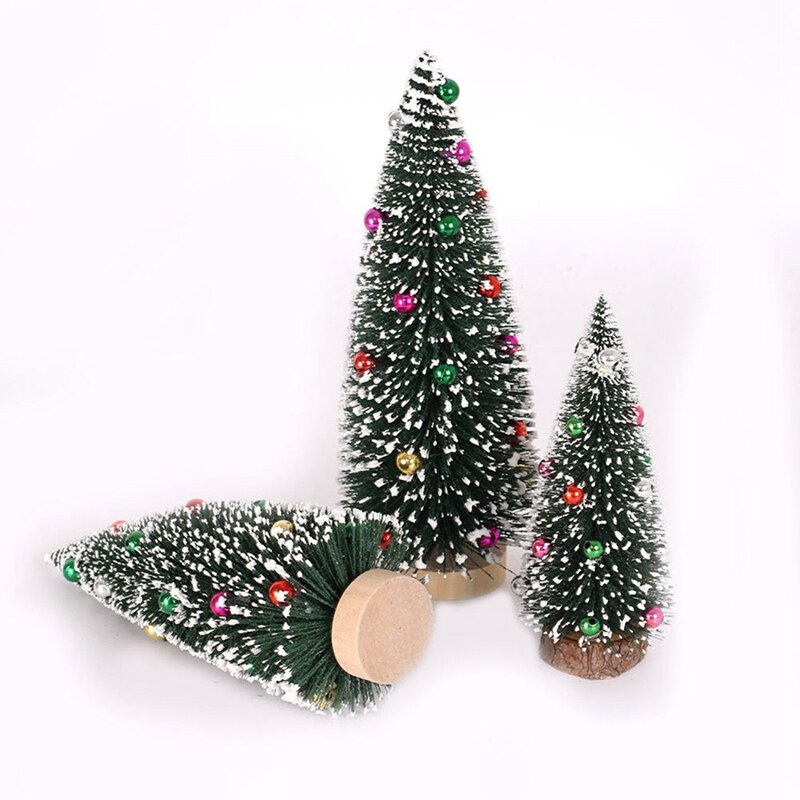 1Pcs Kleine Mini Diy Kerstboom Nep Pijnboom Mini Sisal Fles Borstel Kerstboom Kerstman Sneeuw Vorst Dorp huis