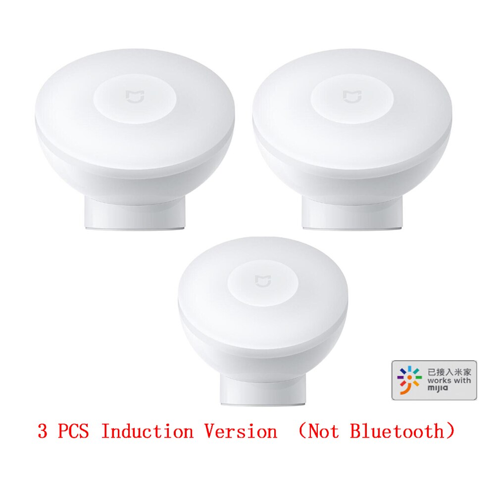 Xiaomi Mi Mijia LED Night Light 2 Bluetooth Version Magnetic Attraction Lamp 360 files Adjustable Infrared Body Motion Sensor: 3 PCS Induction
