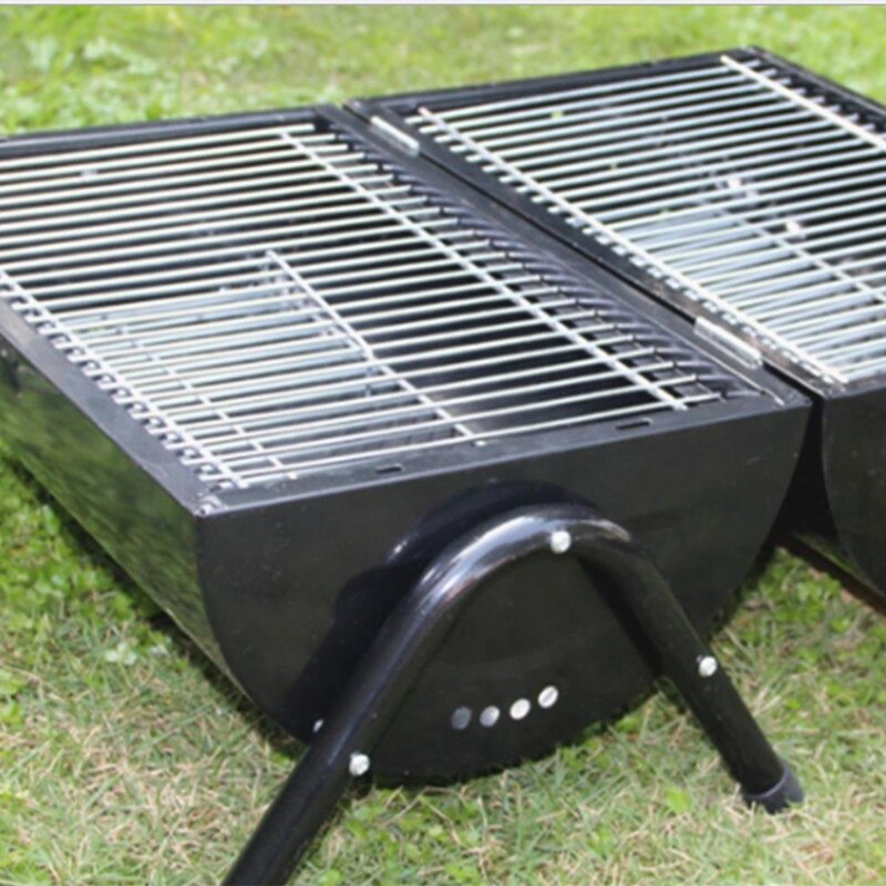 Portable Stainless Steel Barrel Charcoal Grill BBQ Wood Barbecue Outdoor Camping