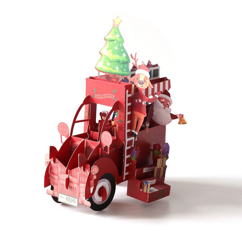 3D Handgemachte Schneemann Santa Claus Weihnachten Blume Auto Papier Einladung Grußkarten Postkarte Neue Jahr Party Kreative
