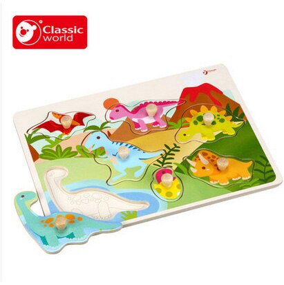 Classic World Wooden Animal Puzzle & Dinosaur Puzzle Jigsaw Wooden Toys Cartoon Animals Puzzles Tangram Child Educational Toy: Dinosaur