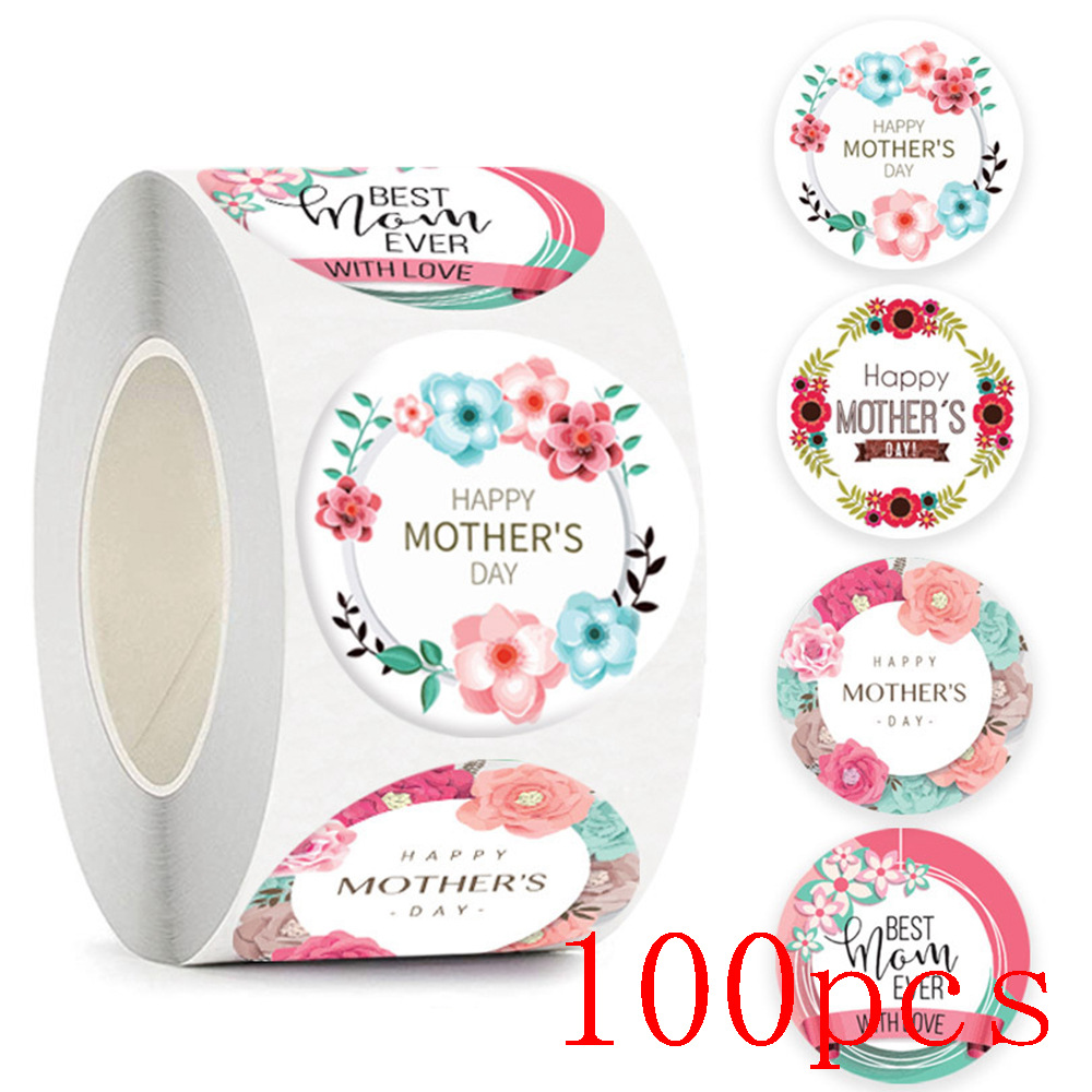 50-500 Stuks Gelukkige Moeders Dag Stickers Ronde Bedankjes Stickers Voor Cadeaubonnen Decoratie Envelop Zegels Cadeaupapier Feest Gunst: Dark Gray