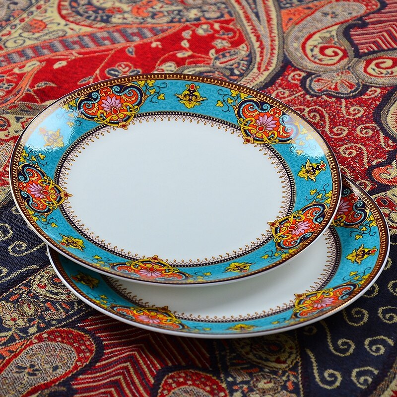 4pcs set, 8inch, fine bone china dinner set of plates, Thailand , porcelain plate platte, deep food plate kitchen, buffet
