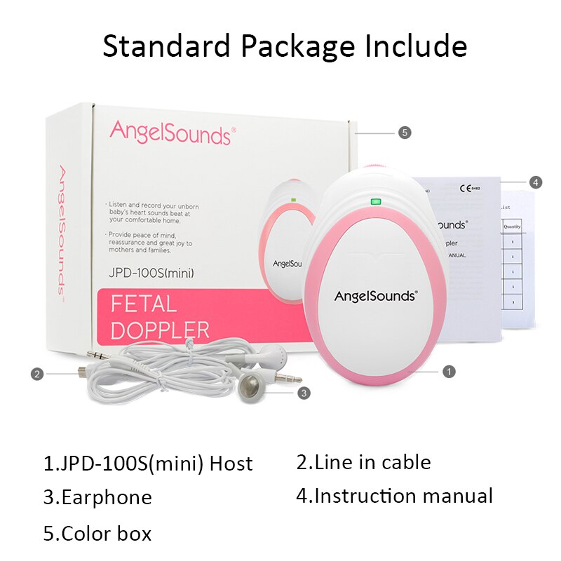 Angelsounds kannettava tasku sikiön doppler vauva ääni sydämenlyönti raskaana oleva synnytysmonitori 3 mhz kotitalouksien terveydenhuolto