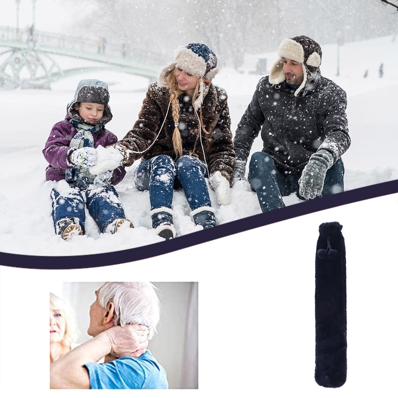 Warm Warm Water Fles Pluche Soft Cover Handwarmer Premium Natuurlijke Warmte 1L Ondersteuning En: NAVY