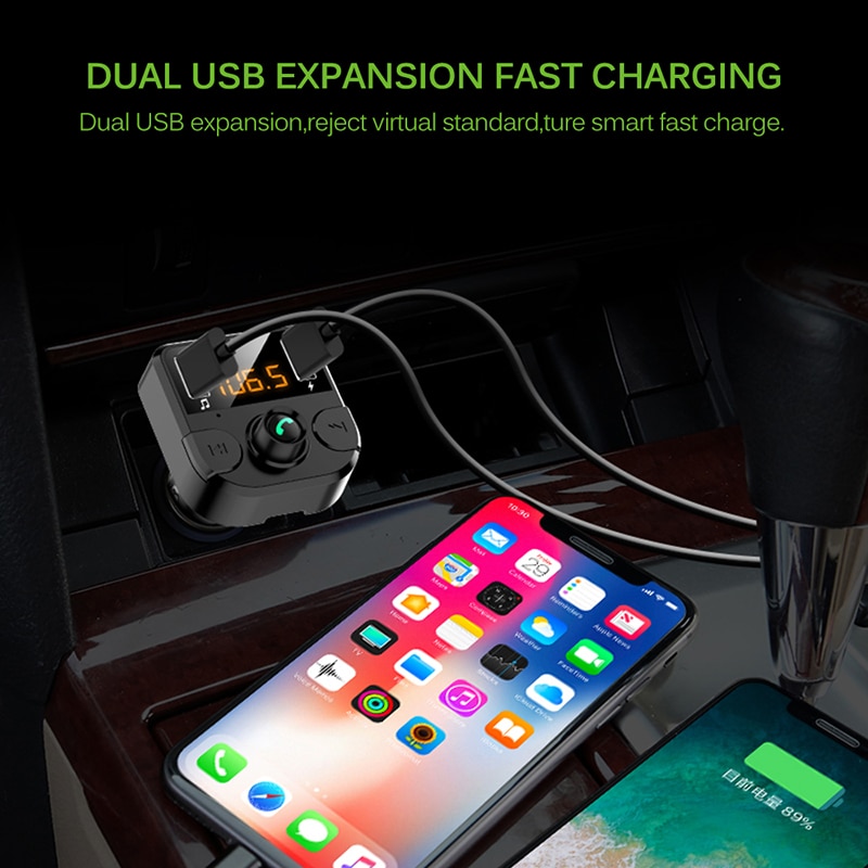 Onever coche Fm Transmisor LCD MP3 reproductor inalámbrico Bluetooth Kit de coche 3.1A rápido USB manos USB libre cargador FM DEL MODULADOR
