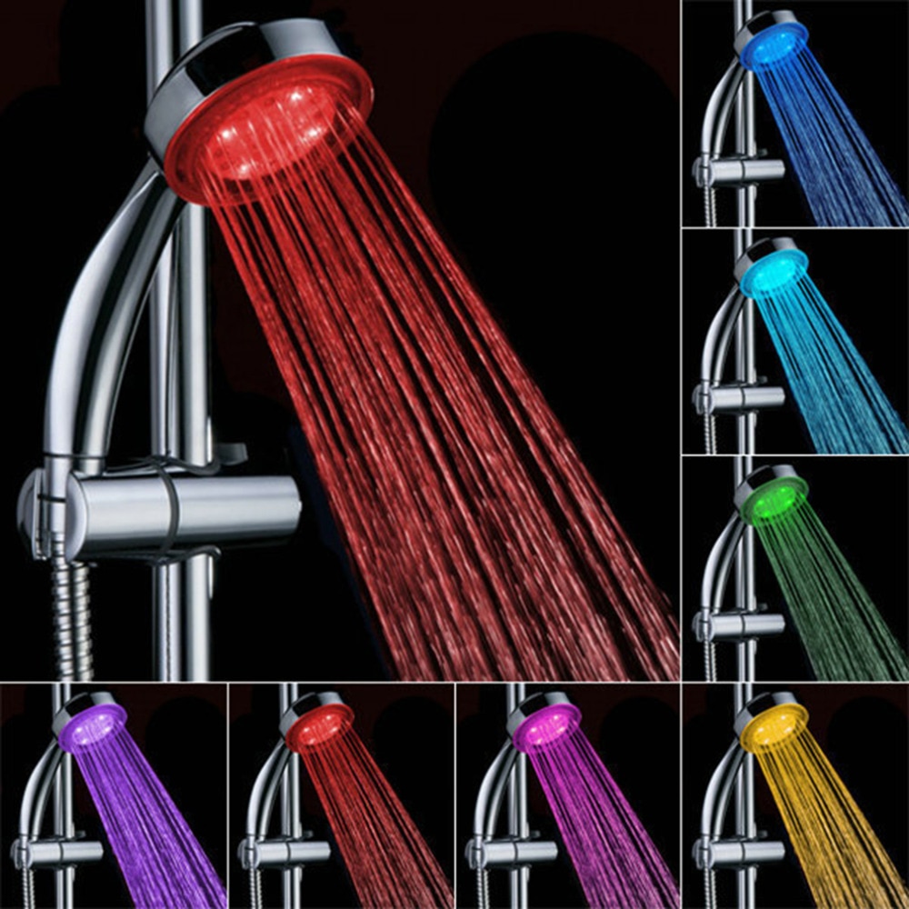 Pommeau de douche à 5 lumières, 7 couleurs, romantique, magique, pluie, simple, rond, pour bain d'eau, salle de bains