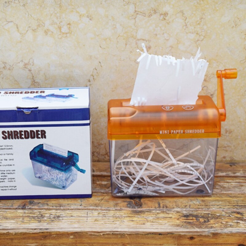 Mini Handleiding Shredder Draagbare A6 Hand Papier Snijden Shredder Strip-Cut Machine Kantoor Onderwijs Levert Duurzaam Cutter: Oranje