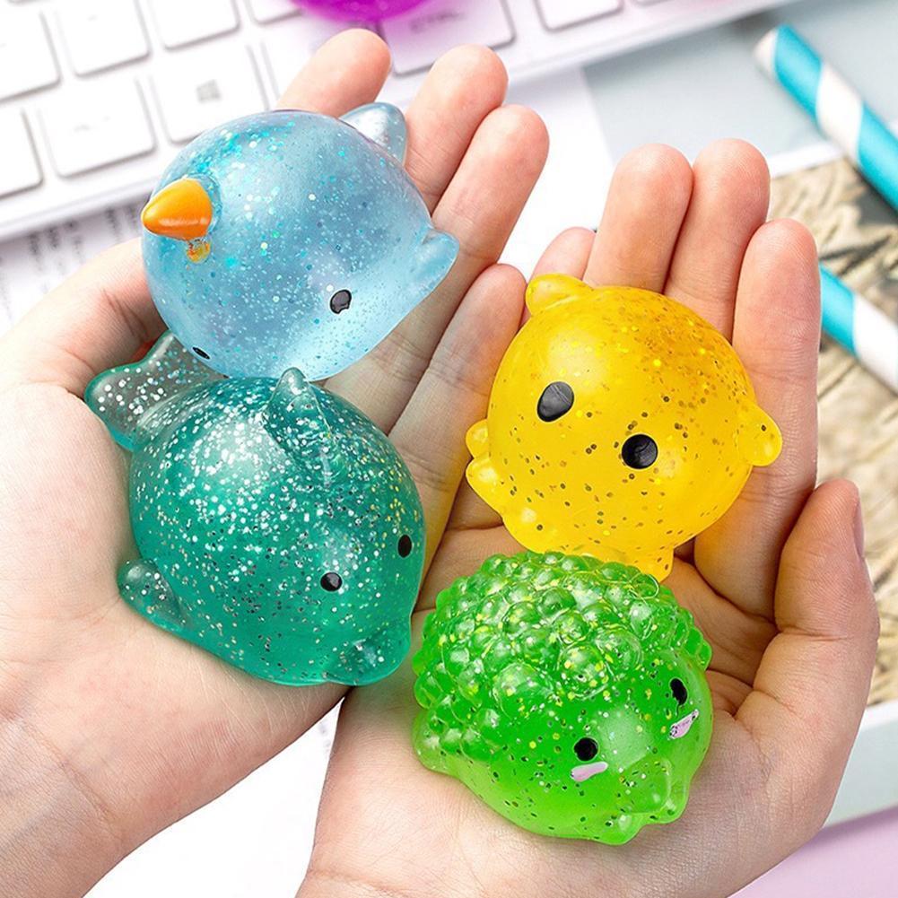 Big Spongy Squishy Mochi Fidget Toys Dolphin Whale Toys Stress Ball Anti Soft Squeeze Animal Fun Crab Ocean Pinch Sensory S C1o3